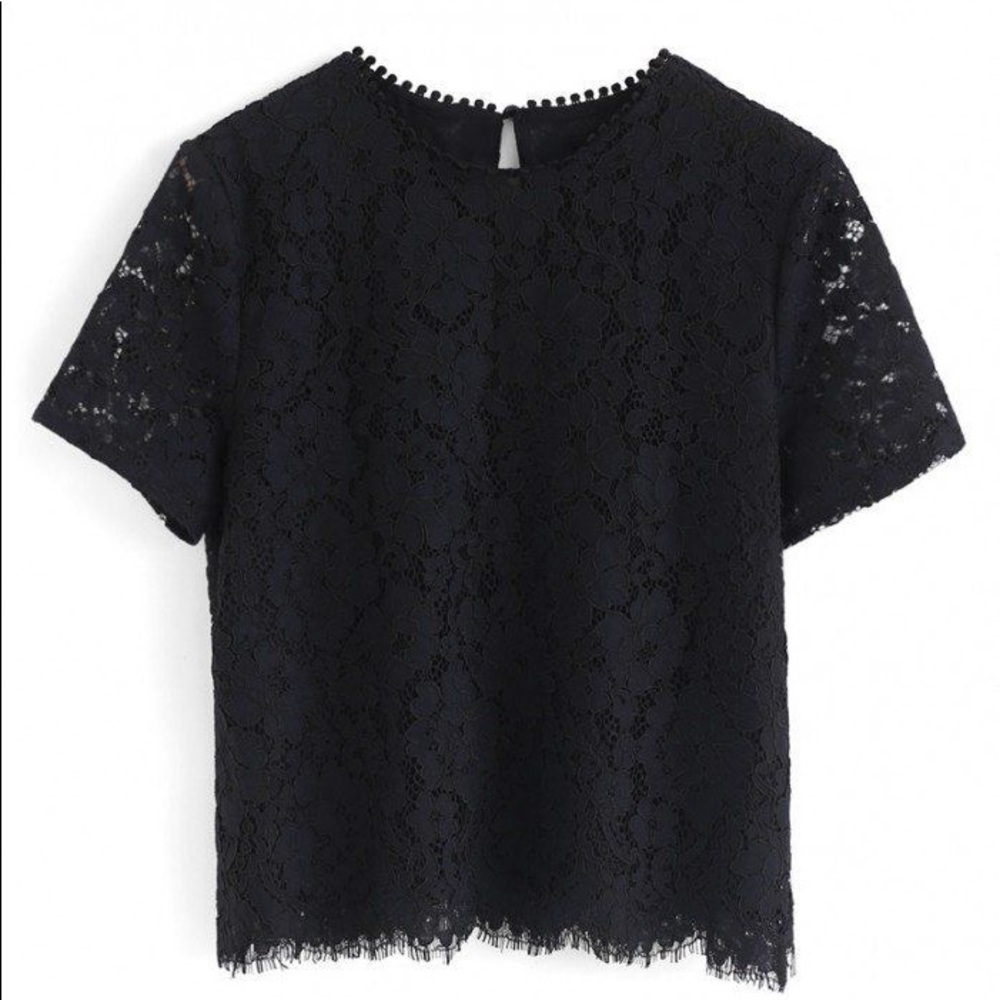 ChicWish Black Everyday Fit Full Lace Top
